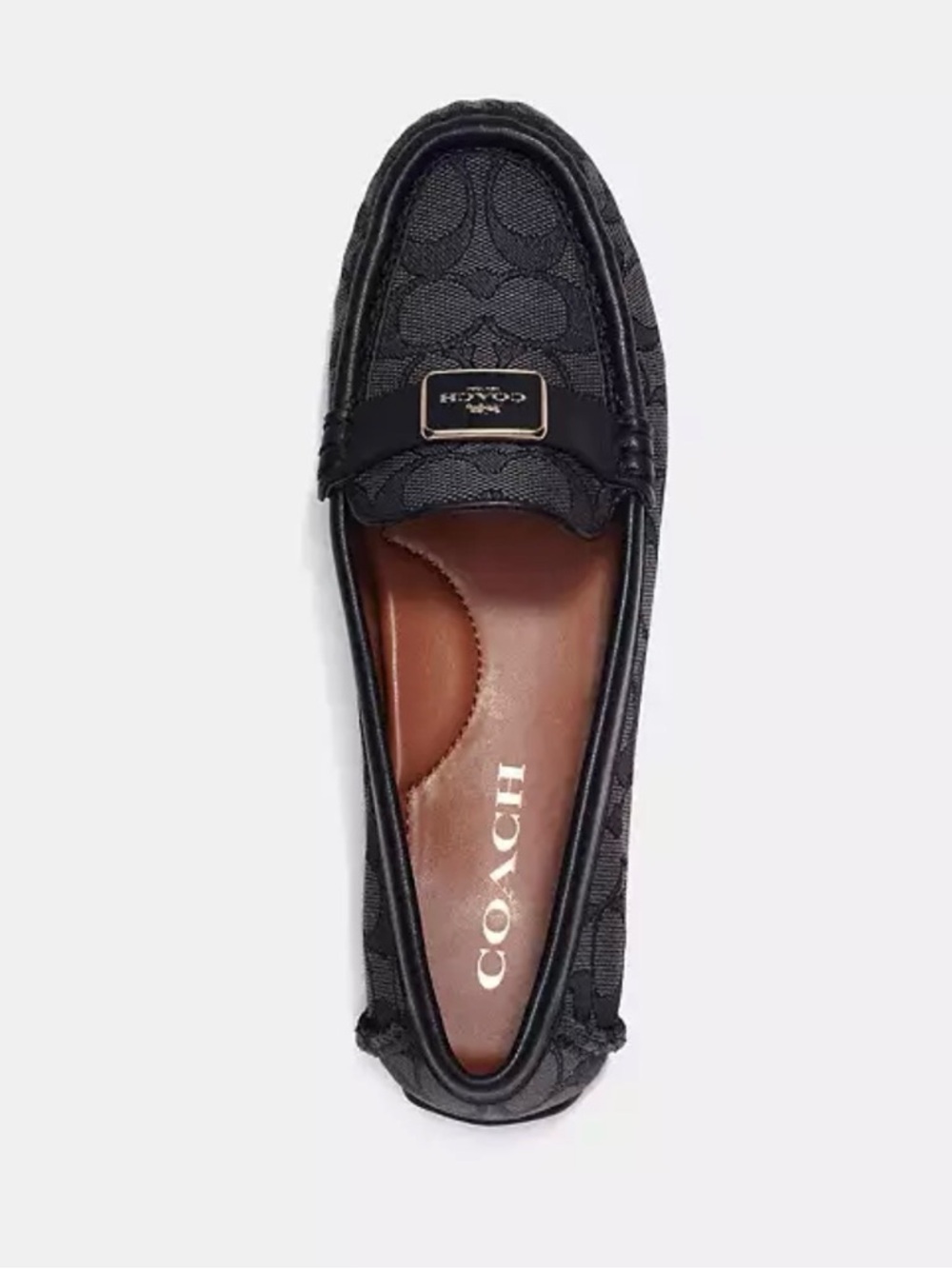COACH MONA BLACK/GRAY SIGNATURE JACQUARD LIAFER SIZE 8.5